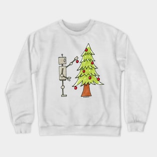 CuteBots decorating Christmas tree Crewneck Sweatshirt